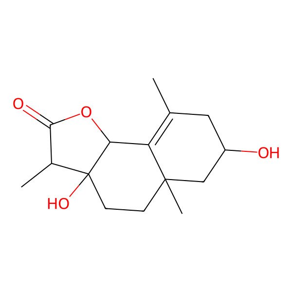 2D Structure of 3a,7-dihydroxy-3,5a,9-trimethyl-4,5,6,7,8,9b-hexahydro-3H-benzo[g][1]benzofuran-2-one