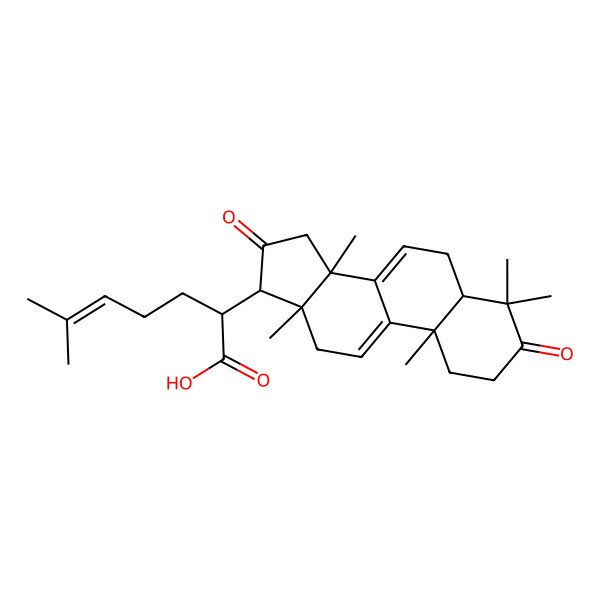 2D Structure of 6-methyl-2-(4,4,10,13,14-pentamethyl-3,16-dioxo-2,5,6,12,15,17-hexahydro-1H-cyclopenta[a]phenanthren-17-yl)hept-5-enoic acid
