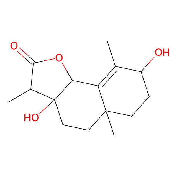 2D Structure of 3a,8-dihydroxy-3,5a,9-trimethyl-4,5,6,7,8,9b-hexahydro-3H-benzo[g][1]benzofuran-2-one