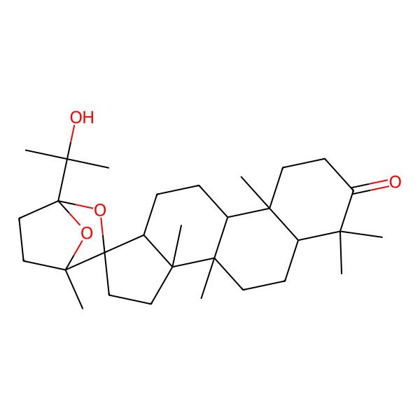 2D Structure of (1'R,4'S,8R,10R,14R,17R)-1'-(2-hydroxypropan-2-yl)-4,4,4',8,10,14-hexamethylspiro[2,5,6,7,9,11,12,13,15,16-decahydro-1H-cyclopenta[a]phenanthrene-17,3'-2,7-dioxabicyclo[2.2.1]heptane]-3-one