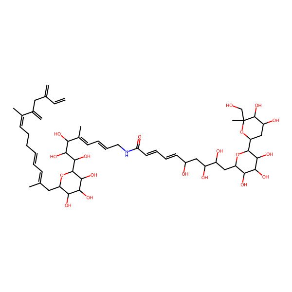 2D Structure of (2E,4E,6S,8R,9R)-10-[(2R,3S,4S,5R,6S)-6-[(2R,4S,5S,6R)-4,5-dihydroxy-6-(hydroxymethyl)-6-methyloxan-2-yl]-3,4,5-trihydroxyoxan-2-yl]-N-[(2E,4E,6S,7S,8S)-8-[(2S,3S,4R,5R,6S)-6-[(2E,4E,8E)-2,9-dimethyl-10,12-dimethylidenetetradeca-2,4,8,13-tetraenyl]-3,4,5-trihydroxyoxan-2-yl]-6,7,8-trihydroxy-5-methylocta-2,4-dienyl]-6,8,9-trihydroxydeca-2,4-dienamide