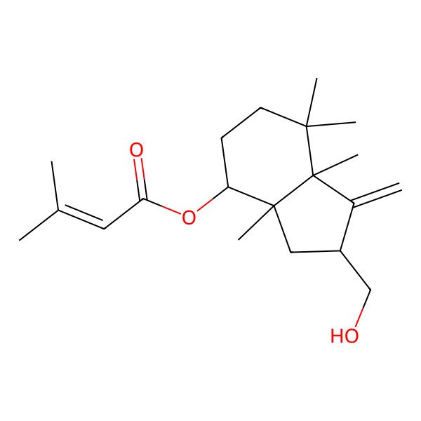 2D Structure of [2-(hydroxymethyl)-3a,7,7,7a-tetramethyl-1-methylidene-3,4,5,6-tetrahydro-2H-inden-4-yl] 3-methylbut-2-enoate
