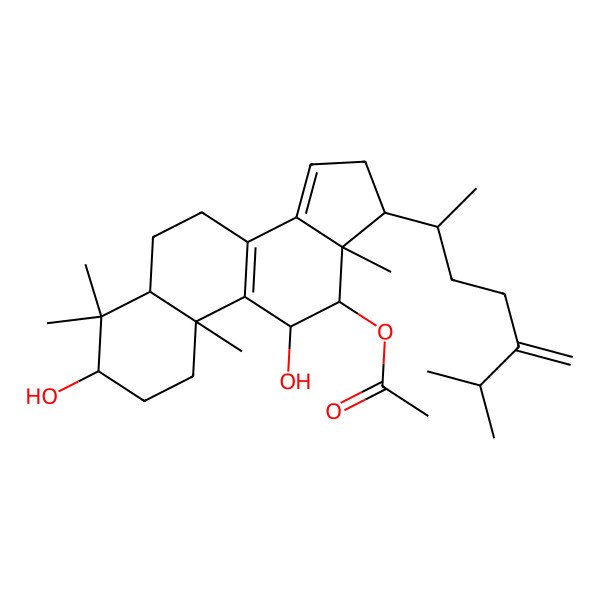 2D Structure of [3,11-Dihydroxy-4,4,10,13-tetramethyl-17-(6-methyl-5-methylideneheptan-2-yl)-1,2,3,5,6,7,11,12,16,17-decahydrocyclopenta[a]phenanthren-12-yl] acetate