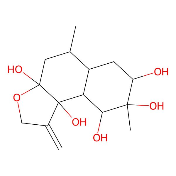 2D Structure of (3aS,5R,5aS,7R,8S,9R,9aS,9bR)-5,8-dimethyl-1-methylidene-5,5a,6,7,9,9a-hexahydro-4H-benzo[e][1]benzofuran-3a,7,8,9,9b-pentol