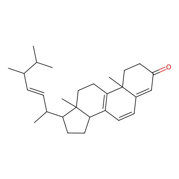 2D Structure of 17-(5,6-Dimethylhept-3-en-2-yl)-10,13-dimethyl-1,2,11,12,14,15,16,17-octahydrocyclopenta[a]phenanthren-3-one