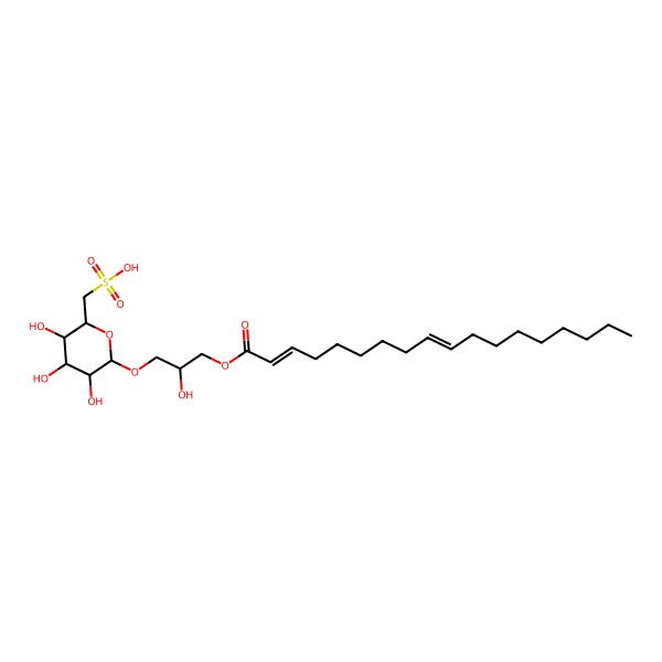 2D Structure of [(2S,3S,4S,5R,6S)-3,4,5-trihydroxy-6-[(2S)-2-hydroxy-3-[(2Z,9Z)-octadeca-2,9-dienoyl]oxypropoxy]oxan-2-yl]methanesulfonic acid