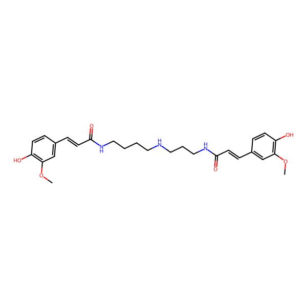 2D Structure of (E)-3-(4-hydroxy-3-methoxyphenyl)-N-[4-[3-[[(E)-3-(4-hydroxy-3-methoxyphenyl)prop-2-enoyl]amino]propylamino]butyl]prop-2-enamide