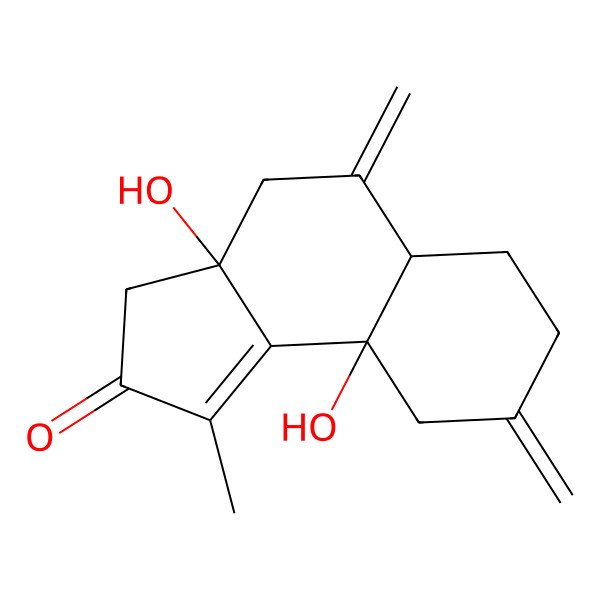 2D Structure of 3a,9a-Dihydroxy-1-methyl-5,8-dimethylidene-3,4,5a,6,7,9-hexahydrocyclopenta[a]naphthalen-2-one