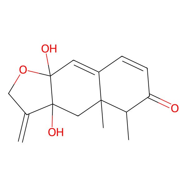 2D Structure of 3a,9a-Dihydroxy-4a,5-dimethyl-3-methylidene-4,5-dihydrobenzo[f][1]benzofuran-6-one
