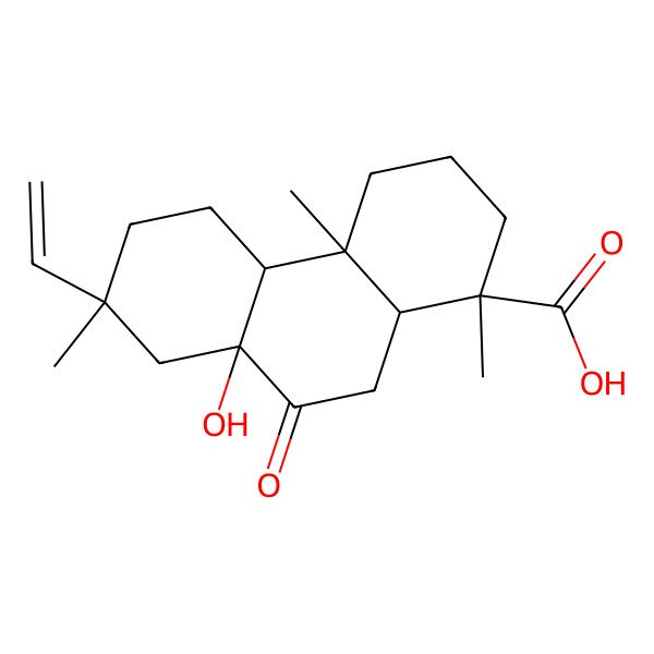 2D Structure of 7-ethenyl-8a-hydroxy-1,4a,7-trimethyl-9-oxo-3,4,4b,5,6,8,10,10a-octahydro-2H-phenanthrene-1-carboxylic acid
