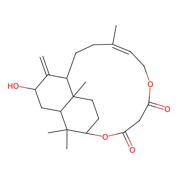 2D Structure of 3-Hydroxy-8,19,20,20-tetramethyl-4-methylidene-11,15-dioxatricyclo[14.3.1.05,19]icos-8-ene-12,14-dione