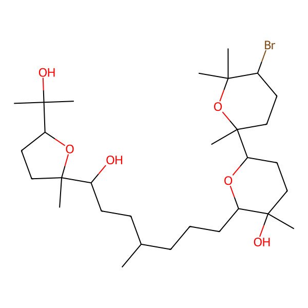 2D Structure of (2S,3R,6S)-6-[(2R,5S)-5-bromo-2,6,6-trimethyloxan-2-yl]-2-[(4R,7R)-7-hydroxy-7-[(2S,5S)-5-(2-hydroxypropan-2-yl)-2-methyloxolan-2-yl]-4-methylheptyl]-3-methyloxan-3-ol