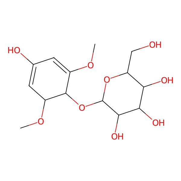 2D Structure of (2S,3R,4S,5S,6R)-2-[(1S,6R)-4-hydroxy-2,6-dimethoxycyclohexa-2,4-dien-1-yl]oxy-6-(hydroxymethyl)oxane-3,4,5-triol