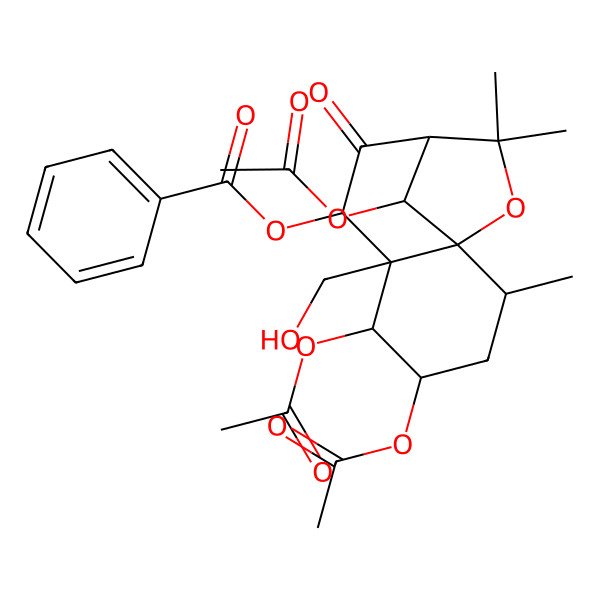 2D Structure of [4,5,12-Triacetyloxy-6-(hydroxymethyl)-2,10,10-trimethyl-8-oxo-11-oxatricyclo[7.2.1.01,6]dodecan-7-yl] benzoate