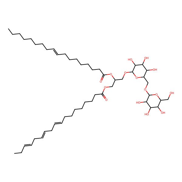 2D Structure of [(2R)-1-[(9Z,12Z,15Z)-octadeca-9,12,15-trienoyl]oxy-3-[(2R,3R,4S,5R,6R)-3,4,5-trihydroxy-6-[[(2S,3R,4S,5R,6R)-3,4,5-trihydroxy-6-(hydroxymethyl)oxan-2-yl]oxymethyl]oxan-2-yl]oxypropan-2-yl] (Z)-octadec-9-enoate