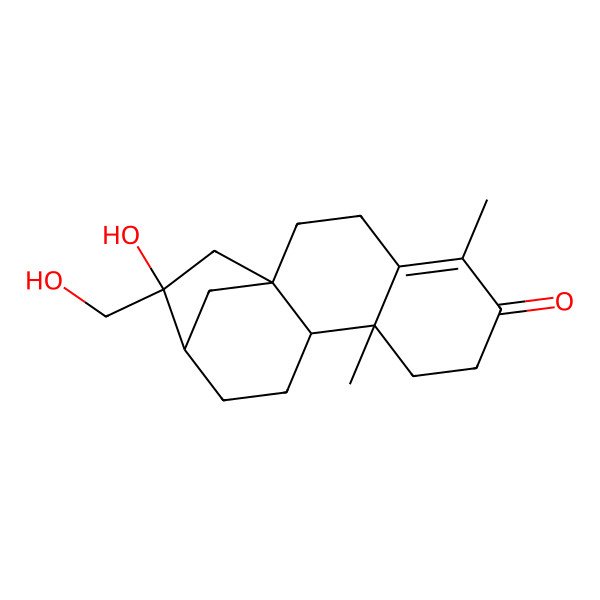 2D Structure of (1S,9S,10R,13R,14S)-14-hydroxy-14-(hydroxymethyl)-5,9-dimethyltetracyclo[11.2.1.01,10.04,9]hexadec-4-en-6-one