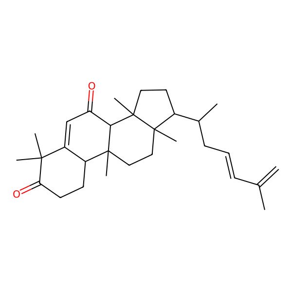 2D Structure of 4,4,9,13,14-pentamethyl-17-(6-methylhepta-4,6-dien-2-yl)-2,8,10,11,12,15,16,17-octahydro-1H-cyclopenta[a]phenanthrene-3,7-dione