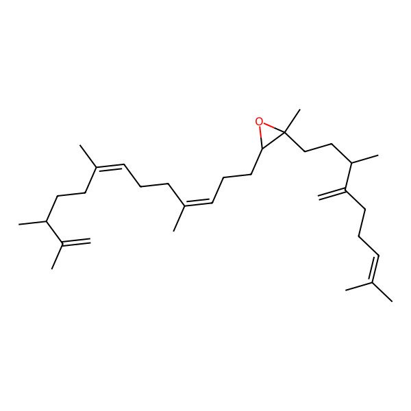 2D Structure of (2R,3R)-2-[(3R)-3,8-dimethyl-4-methylidenenon-7-enyl]-2-methyl-3-[(3E,7E,11S)-4,8,11,12-tetramethyltrideca-3,7,12-trienyl]oxirane