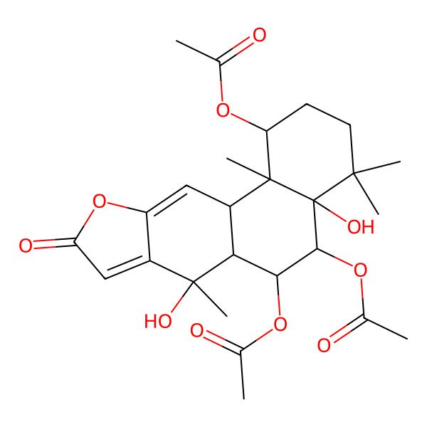 2D Structure of (5,6-diacetyloxy-4a,7-dihydroxy-4,4,7,11b-tetramethyl-9-oxo-2,3,5,6,6a,11a-hexahydro-1H-naphtho[2,1-f][1]benzofuran-1-yl) acetate