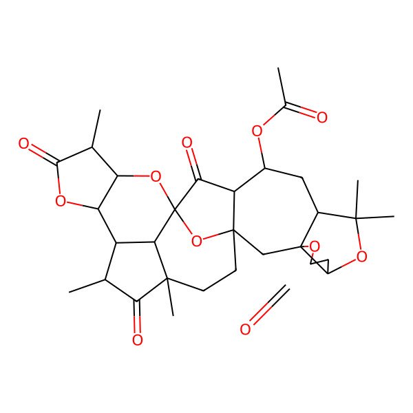 2D Structure of [(1S,3R,7R,10S,12S,13R,15S,17R,18S,21R,22S,23S,25S,29S)-9,9,18,23,25-pentamethyl-5,14,19,24-tetraoxo-4,8,16,20,28-pentaoxaoctacyclo[13.12.1.115,22.01,13.03,7.03,10.017,21.025,29]nonacosan-12-yl] acetate