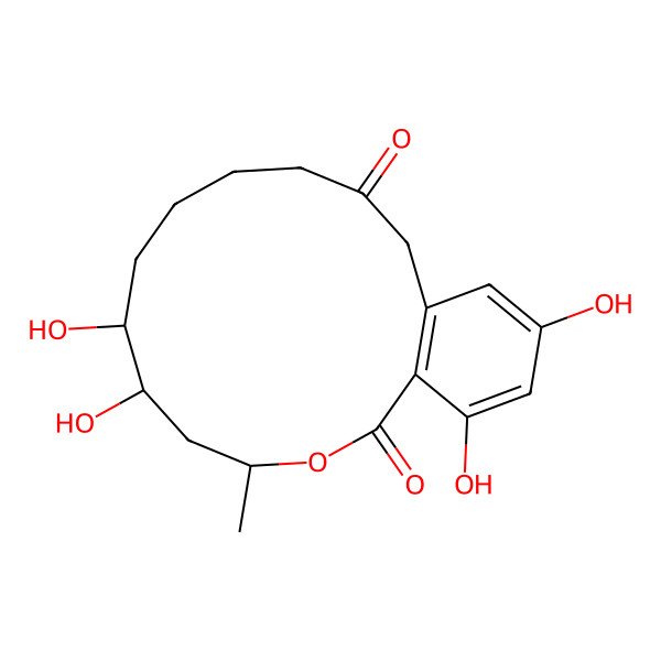 2D Structure of (4S,6S,7S)-6,7,16,18-tetrahydroxy-4-methyl-3-oxabicyclo[12.4.0]octadeca-1(14),15,17-triene-2,12-dione