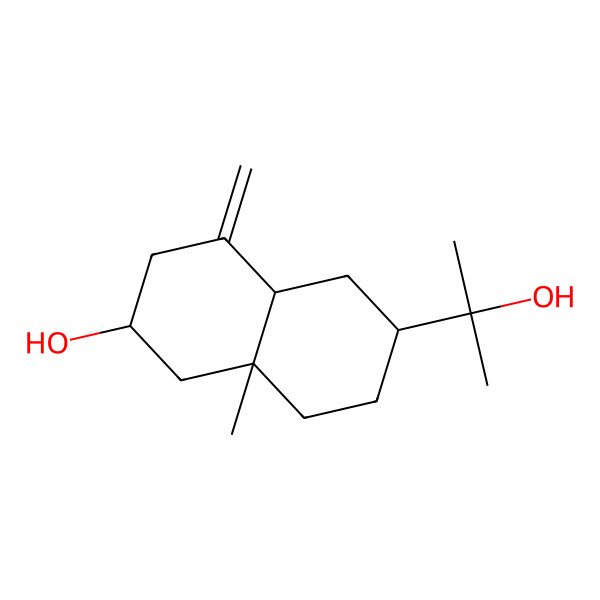 2D Structure of (2R,4aR,6S,8aR)-6-(2-hydroxypropan-2-yl)-8a-methyl-4-methylidene-1,2,3,4a,5,6,7,8-octahydronaphthalen-2-ol