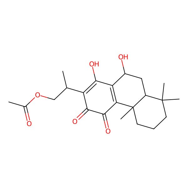 2D Structure of 2-[(4bS,8aS,10R)-1,10-dihydroxy-4b,8,8-trimethyl-3,4-dioxo-5,6,7,8a,9,10-hexahydrophenanthren-2-yl]propyl acetate
