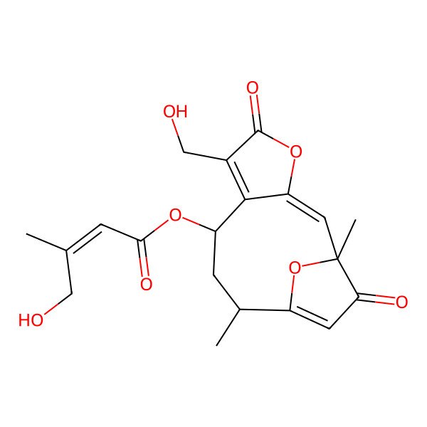 2D Structure of [(1S,2E,8S,10S)-6-(hydroxymethyl)-1,10-dimethyl-5,13-dioxo-4,14-dioxatricyclo[9.2.1.03,7]tetradeca-2,6,11-trien-8-yl] (E)-4-hydroxy-3-methylbut-2-enoate