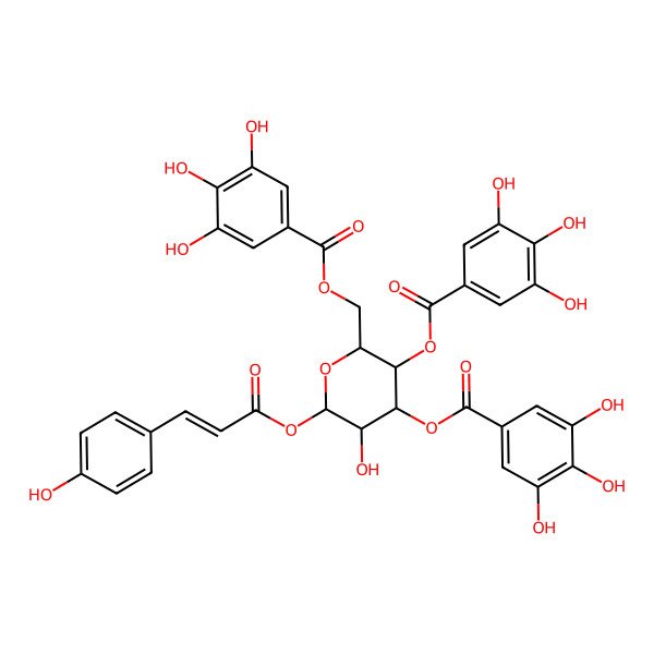 2D Structure of [5-Hydroxy-6-[3-(4-hydroxyphenyl)prop-2-enoyloxy]-3,4-bis[(3,4,5-trihydroxybenzoyl)oxy]oxan-2-yl]methyl 3,4,5-trihydroxybenzoate