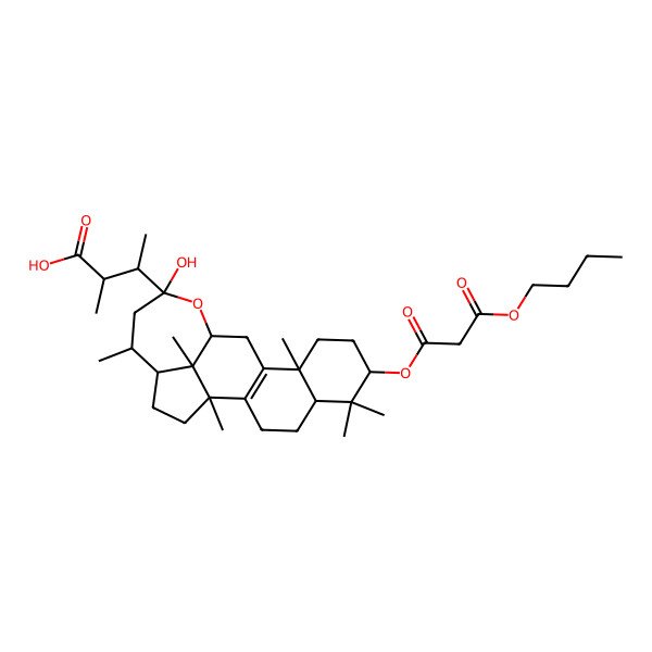 2D Structure of 3alpha-(3'-butylcarboxyacetoxy)oxepanoquercinic acid C