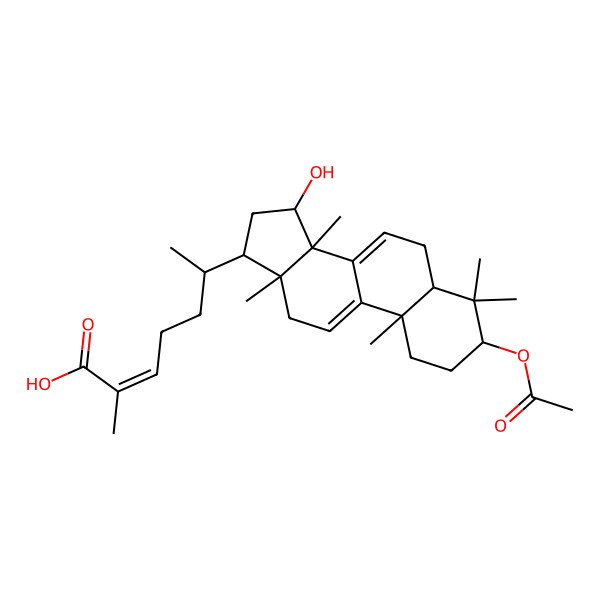 2D Structure of (3alpha,15alpha,24E)-3-(Acetyloxy)-15-hydroxylanosta-7,9(11),24-trien-26-oic acid
