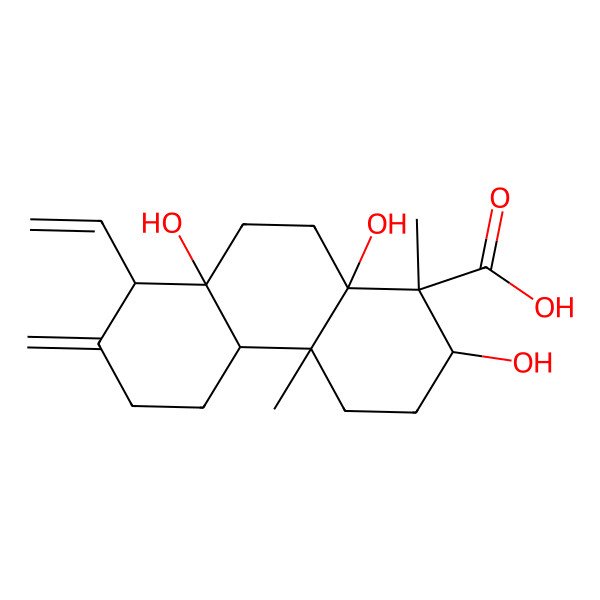 2D Structure of 3alpha,5alpha,8beta-Trihydroxycleistanth-13(17),15-dien-18-oic acid