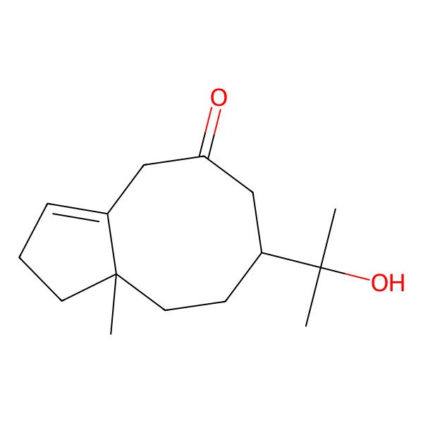 2D Structure of (3aR)-6-(2-hydroxypropan-2-yl)-3a-methyl-3,4,5,6,7,9-hexahydro-2H-cyclopenta[8]annulen-8-one