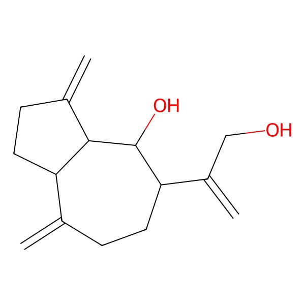 2D Structure of (3aR,4S,5S,8aR)-5-(3-hydroxyprop-1-en-2-yl)-3,8-dimethylidene-1,2,3a,4,5,6,7,8a-octahydroazulen-4-ol