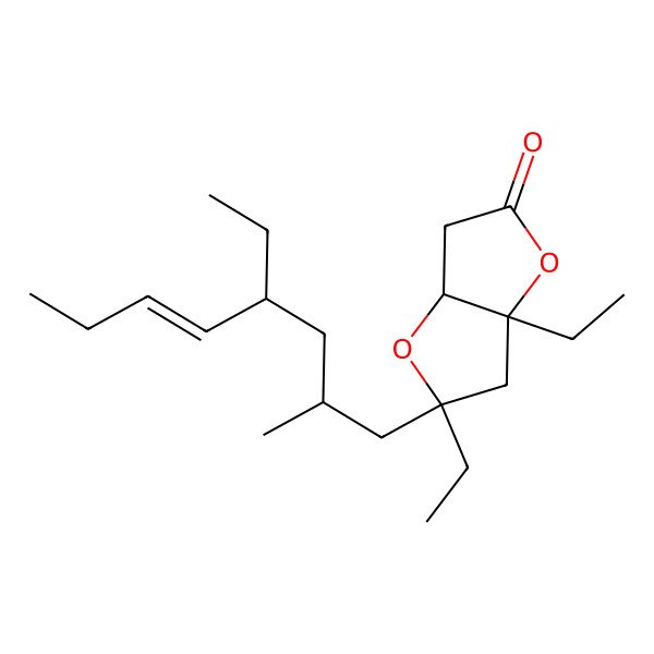 2D Structure of (3aR,5R,6aR)-5,6a-diethyl-5-[(E)-4-ethyl-2-methyloct-5-enyl]-3a,6-dihydro-3H-furo[3,2-b]furan-2-one