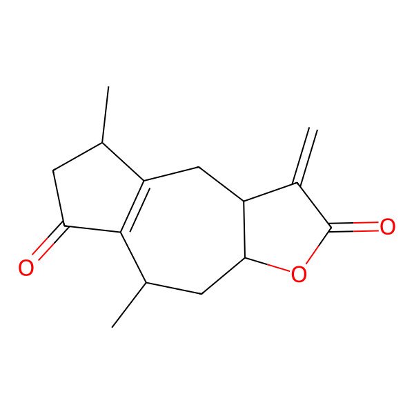 2D Structure of (3aR,5S,8S,9aR)-5,8-dimethyl-1-methylidene-4,5,7,8,9,9a-hexahydro-3aH-azuleno[6,5-b]furan-2,6-dione