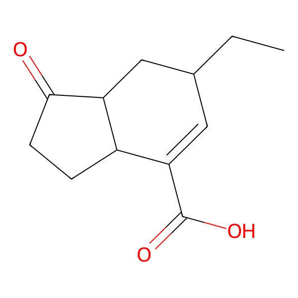 2D Structure of (3aR,6R,7aR)-6-ethyl-1-oxo-2,3,3a,6,7,7a-hexahydroindene-4-carboxylic acid