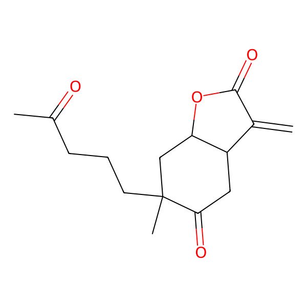 2D Structure of (3aR,6R,7aR)-Tetrahydro-6-methyl-3-methylene-6-(4-oxopentyl)-2,5(3H,4H)-benzofurandione 2D Structure of (3aR,6R,7aR)-Tetrahydro-6-methyl-3-methylene-6-(4-oxopentyl)-2,5(3H,4H)-benzofurandione