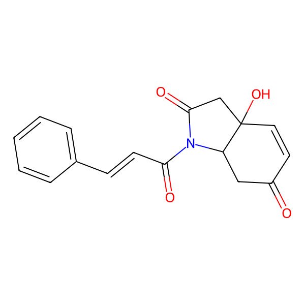 2D Structure of (3aR,7aS)-3a-hydroxy-1-(3-phenylprop-2-enoyl)-7,7a-dihydro-3H-indole-2,6-dione