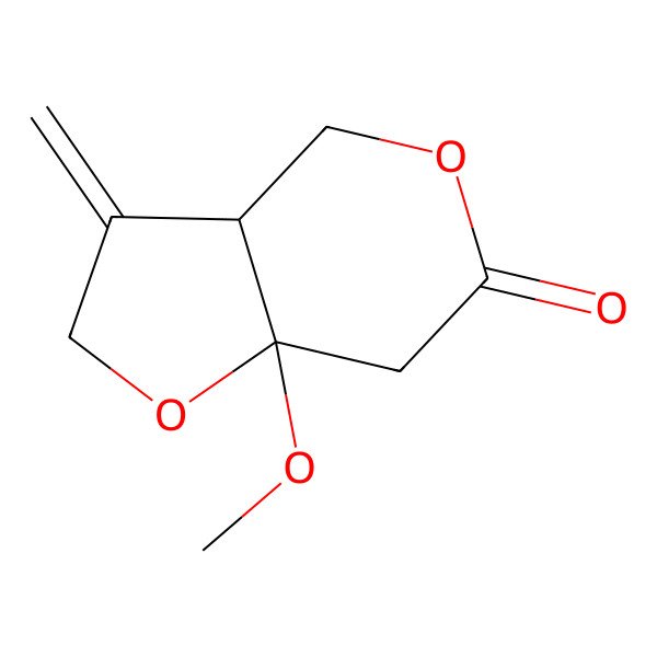2D Structure of (3aR,7aS)-7a-methoxy-3-methylidene-4,7-dihydro-3aH-furo[3,2-c]pyran-6-one