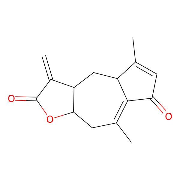 2D Structure of (3aR,8aR,9aR)-5,8-dimethyl-1-methylidene-4,8a,9,9a-tetrahydro-3aH-azuleno[6,5-b]furan-2,6-dione