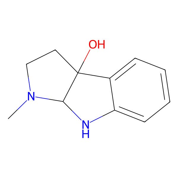 2D Structure of (3aR,8aS)-2,3,8,8a-Tetrahydro-1-methylpyrrolo[2,3-b]indol-3a(1H)-ol