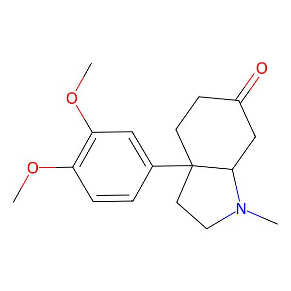 2D Structure of (3aS)-3a-(3,4-dimethoxyphenyl)-1-methyl-2,3,4,5,7,7a-hexahydroindol-6-one