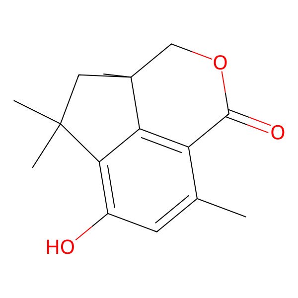 2D Structure of (3aS)-6-hydroxy-3a,5,5,8-tetramethyl-3,3a,4,5-tetrahydro-1H-cyclopenta[de]isochromen-1-one