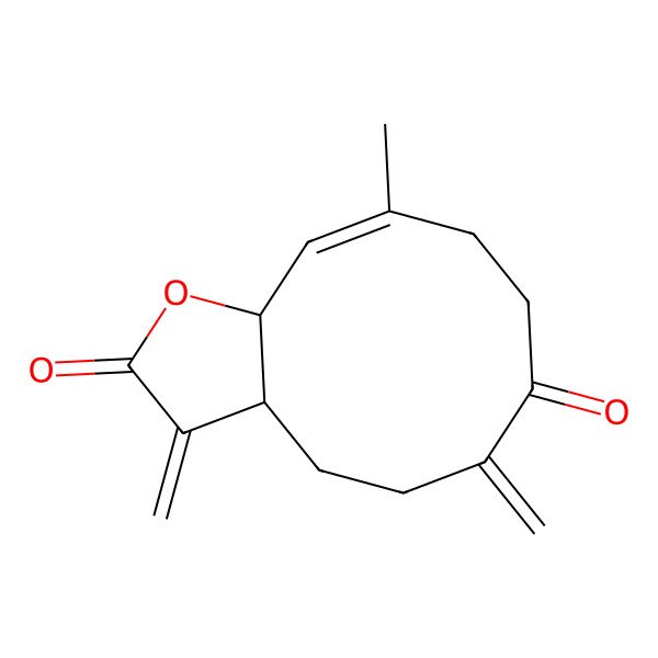 2D Structure of (3aS,10E,11aS)-10-methyl-3,6-dimethylidene-3a,4,5,8,9,11a-hexahydrocyclodeca[b]furan-2,7-dione