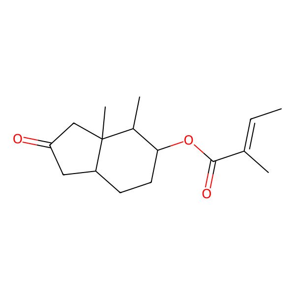 2D Structure of [(3aS,4R,5S,7aR)-3a,4-dimethyl-2-oxo-3,4,5,6,7,7a-hexahydro-1H-inden-5-yl] (Z)-2-methylbut-2-enoate