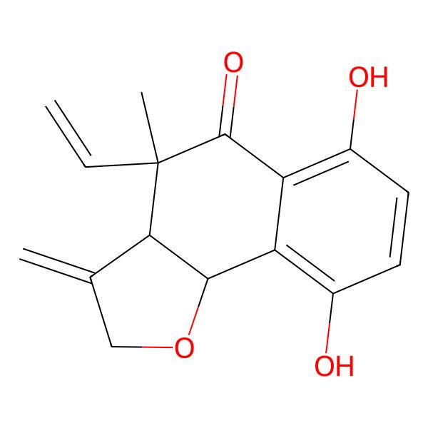 2D Structure of (3aS,4R,9bS)-4-ethenyl-6,9-dihydroxy-4-methyl-3-methylidene-3a,9b-dihydrobenzo[g][1]benzofuran-5-one