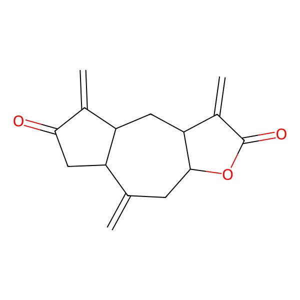 2D Structure of (3aS,5aR,8aR,9aR)-1,5,8-trimethylidene-4,5a,6,8a,9,9a-hexahydro-3aH-azuleno[6,5-b]furan-2,7-dione