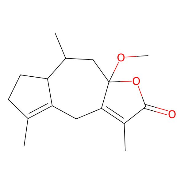 2D Structure of (3aS,5R,5aS)-3a-methoxy-1,5,8-trimethyl-4,5,5a,6,7,9-hexahydroazuleno[6,5-b]furan-2-one