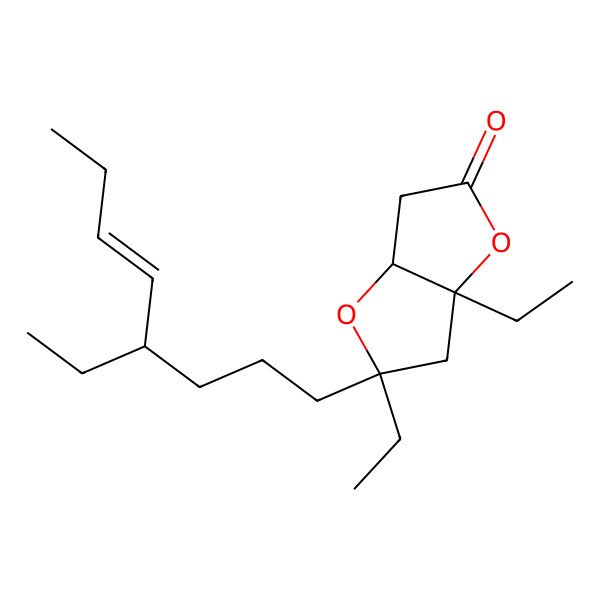 2D Structure of (3aS,5S,6aS)-5,6a-diethyl-5-[(E,4R)-4-ethyloct-5-enyl]-3a,6-dihydro-3H-furo[3,2-b]furan-2-one
